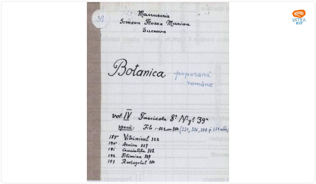 Botanica poporană română vol. IV, fascicola 8, specii: Vitrinicul, Arnica, Cruciuliță, Filimina, Rostogolul