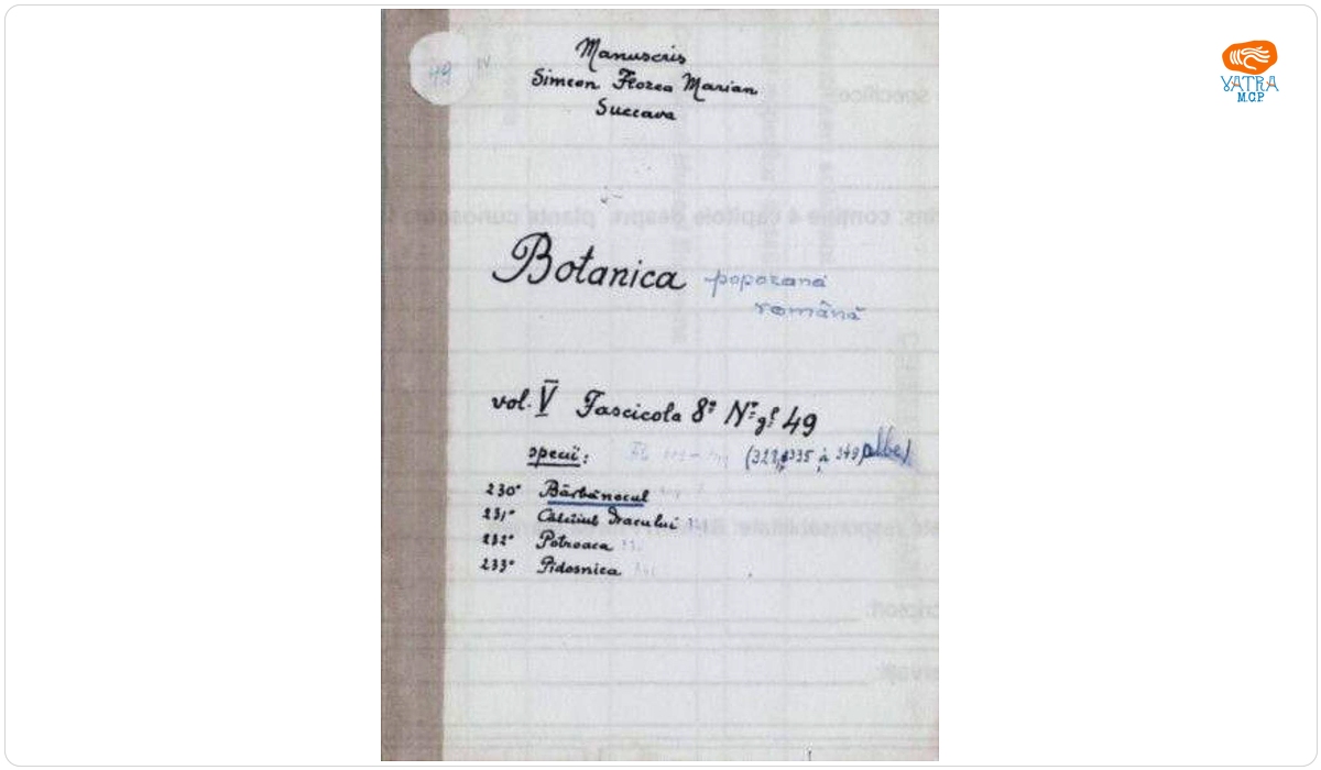 Botanica poporană română vol. V, fascicola 8, specii: Bărbănocul, Călcâiul dracului, Potroaca, Pidosnia