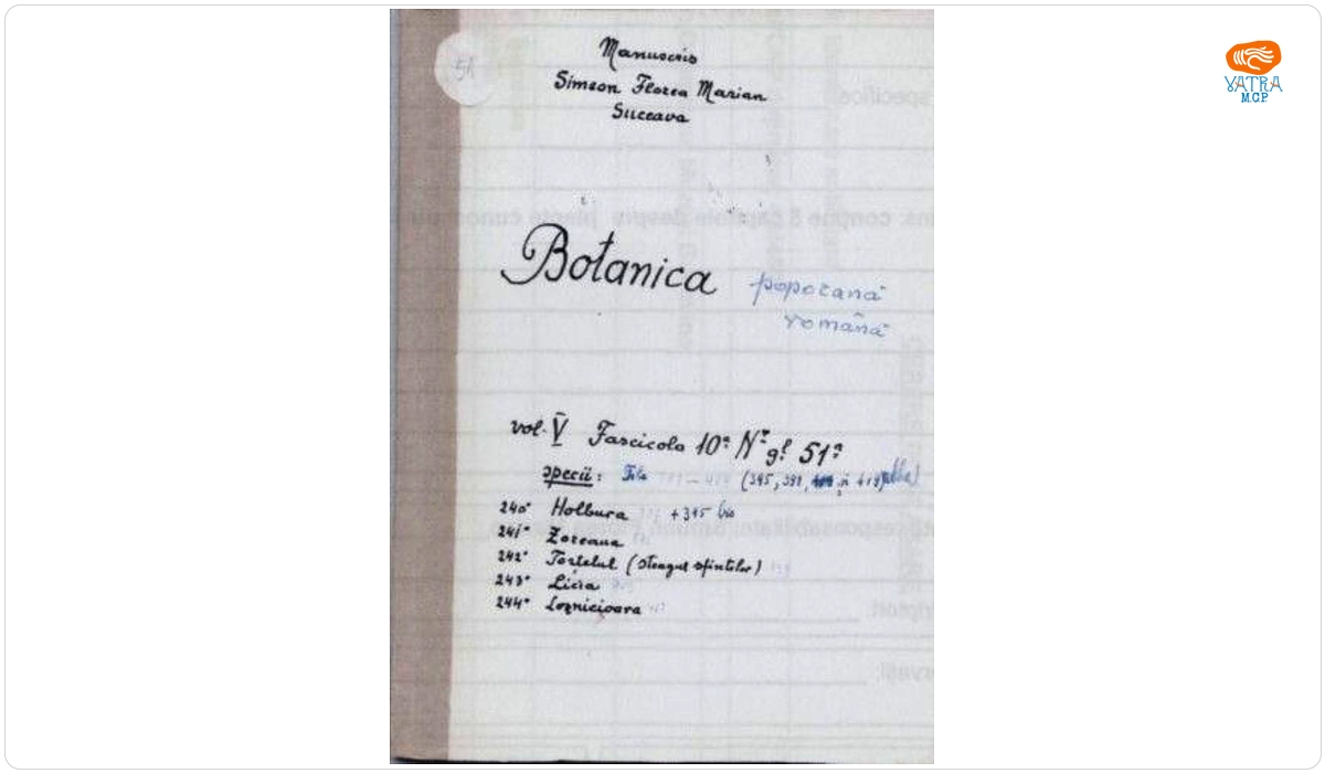 Botanica poporană română vol. V, fascicola 10, specii: Holbura, Zoreaua, Torțelul (steagul sfintelor), Licia, Lozniciora