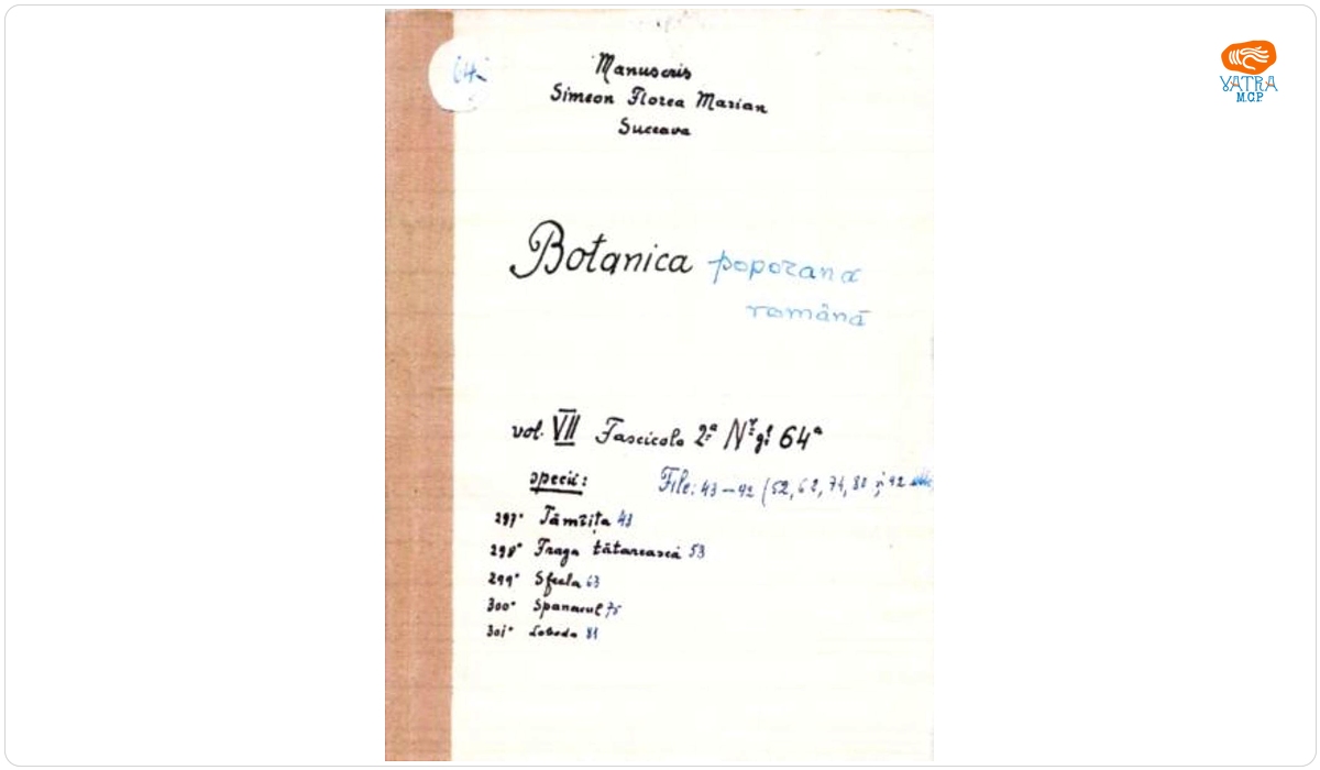 Botanică poporană: vol. VII, fascicola 2: specii: Tămîița, Fraga tătărească, Sfecla, Spanacul, Loboda