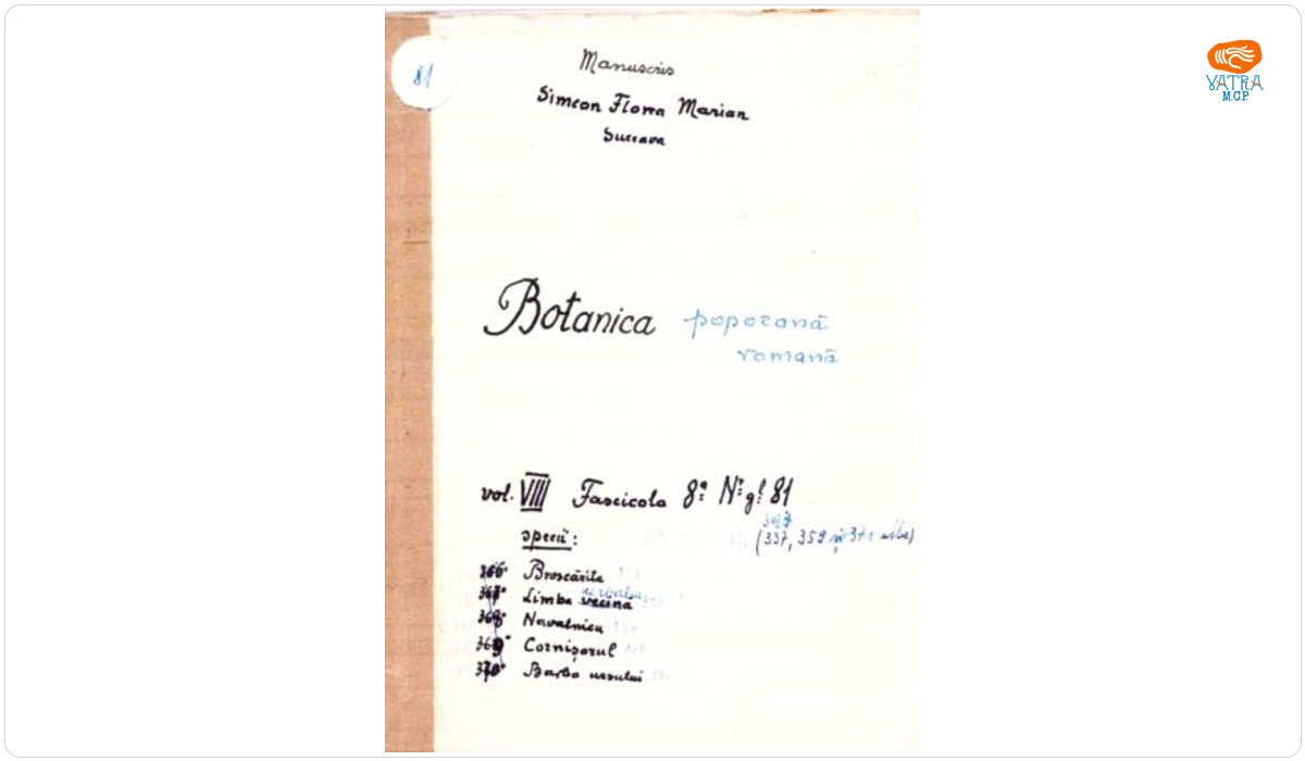 Botanică poporană: vol. VIII, fascicola 8: specii: Broscărița, Limba vecină (Limba cerbului), Năvalnicul, Cornișorul, Barba ursului
