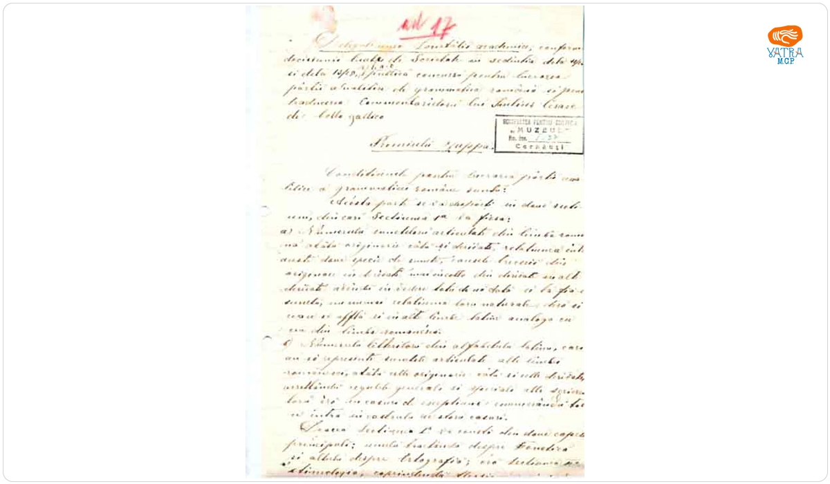 Societatea Academică Română către Societatea pentru cultura și literatura română în Bucovina