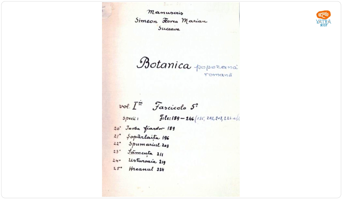 imion Florea Marian — Botanica poporană română (vol. I, fasc. 5)