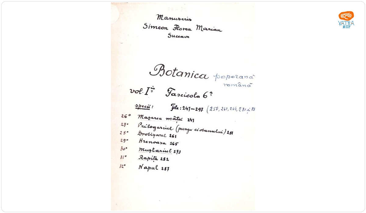 imion Florea Marian — Botanica poporană română (vol. I, fasc. 6)