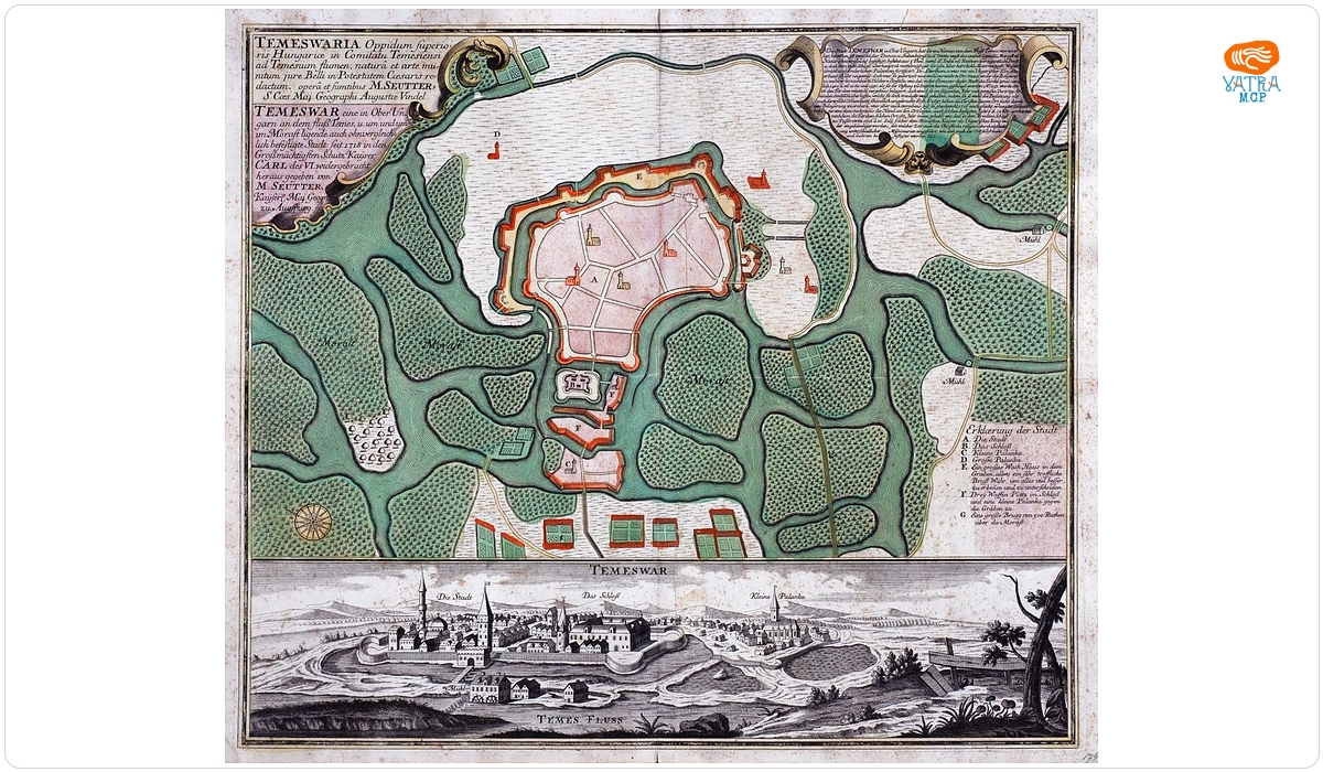 Georg Matthäus Seutter — Timișoara - planul și veduta cetății