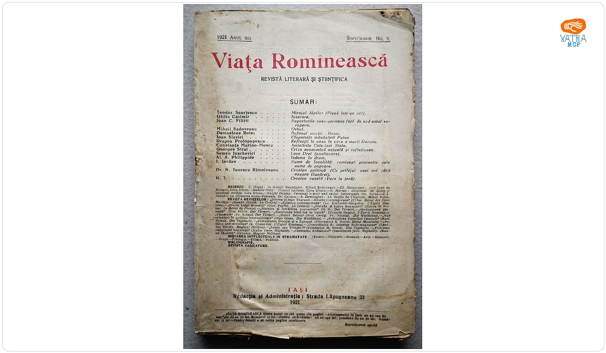VIAȚA ROMÎNEASCĂ, Anul XIII, nr. 9