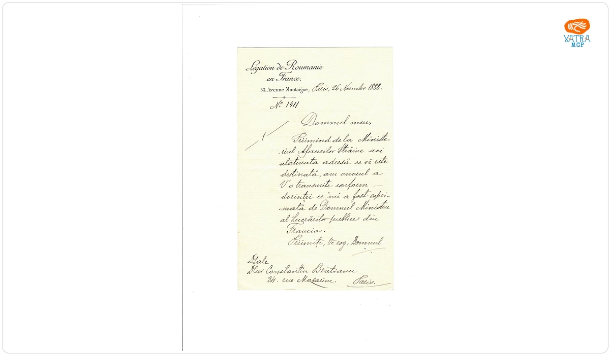 asile Alecsandri — Scrisoare a lui Vasile Alecsandri către Constantin (Dinu) Brătianu
